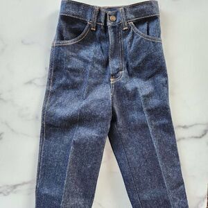 Kids unisex 70's vintage retro denim dark blue jeans high waist 2-4 year 100% co